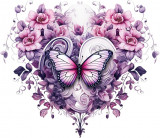 Sticker decorativ Fluture, Roz, 69 cm, 1316STK-1