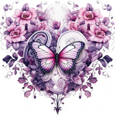 Sticker decorativ Fluture, Roz, 69 cm, 1316STK-1