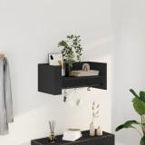 Gossi raft de perete, negru, 70,5x35x30,5 cm, lemn prelucrat