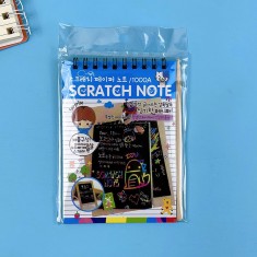 Caiet cu fise razuibile, DIY Magic Scratch, 12 File, Curcubeu, Creion din Lemn, Cartonase negre, 14.5 x 10 cm, albastru foto