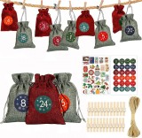 Set de 24 saculeti si 56 autocolante pentru calendarul de advent Tenwo, in/PVC, multicolor, 9 x 13 cm