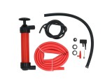 Pompa manuala transfer lichide si aer Carpoint 3 in 1, pentru combustibil, apa si ulei, cu 2 furtunuri de 130 cm si accesorii umflare roti, mingi si