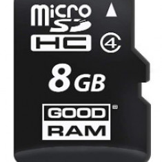 Card memorie GOODRAM microSDHC 8GB, Clasa 4 + Adaptor microSD