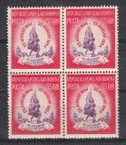 ROMANIA 1954 LP 370 A X-a ANIVERSARE A ELIBERARII PATRIEI BLOC DE 4 TIMBRE MNH, Nestampilat