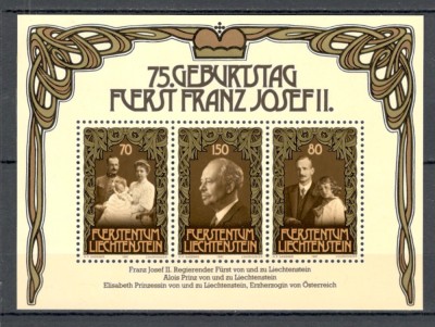 Liechtenstein.1981 75 ani nastere Principele Franz Josef II-Bl. SL.136 foto