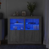 vidaXL Dulapuri laterale cu lumini LED 2 buc.sonoma gri lemn prelucrat