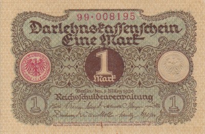 GERMANIA 1 marca 1920 XF+!!! foto