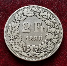 ELVETIA - 2 Franci 1886 B ( Francs - Franken ) Argint foto