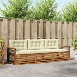 vidaXL Set de canapele de exterior cu pernă 3 pcs Natural și Crem 3372950