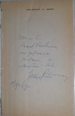 Isaiia Racaciuni Amintiri - cu dedicatie si semnatura olografa foto