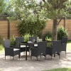 VidaXL Set de masă pentru grădină cu pernă 7 pcs Negru Rattan poli 3379769