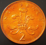 Moneda 2 (TW0) NEW PENCE- ANGLIA / MAREA BRITANIE, anul 1975 *cod 822 A = A.UNC
