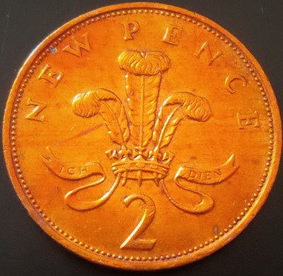 Moneda 2 (TW0) NEW PENCE- ANGLIA / MAREA BRITANIE, anul 1975 *cod 822 A = A.UNC foto