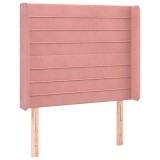 Cumpara ieftin Tablie de pat cu aripioare, roz, 83x16x118/128 cm, catifea