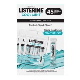 Apă de gură Listerine Cool Mint On-The-Go, fără alcool, 3 x 15 plicuri, 45 plicuri