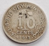 Ceylon , 10 Cents 1913 , George V