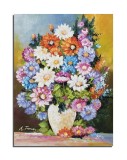 Cumpara ieftin Tablou vaza cu flori multicolore pictat manual, Emotii, 40x30cm ulei pe panza, Constantin Feraru