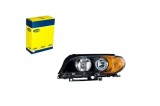 Far Bmw Seria 3 (E46), Coupe/Cabrio 03.2003-09.2006, montare fata, stanga, H7+H7; electric; reflector negru, semnal galben; cu motor; halogen, MAGNET, Magneti Marelli