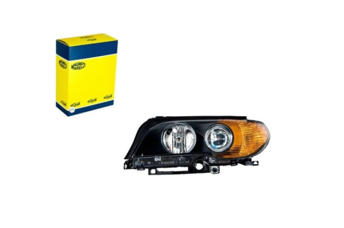 Far Bmw Seria 3 (E46), Coupe/Cabrio 03.2003-09.2006, montare fata, stanga, H7+H7; electric; reflector negru, semnal galben; cu motor; halogen, MAGNET