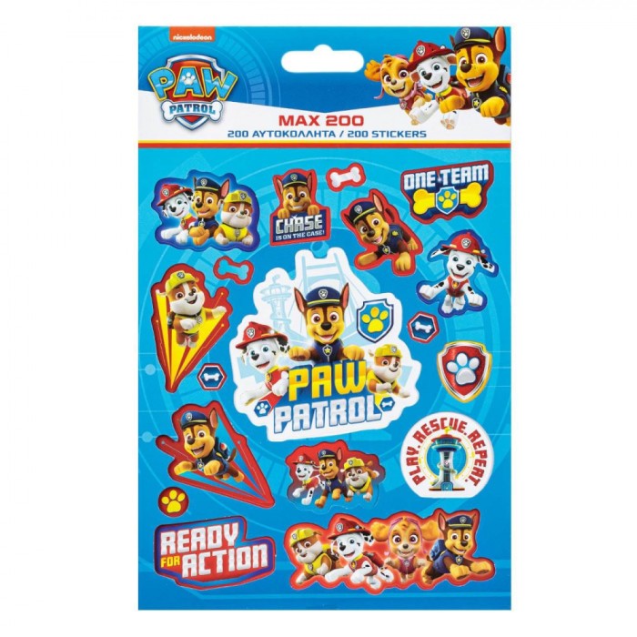 Set Autocolante Paw Patrol, 200 Bucăți, Multicolor, 15x23cm