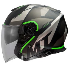 Casca open face pentru scuter - motocicleta MT Thunder III SV Jet Bow A6 verde fluor mat (ochelari soare integrati) &ndash; tip MT-V-19 XS (53/54cm)
