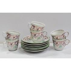 Sase cesti cu farfurioare din portelan, Wallendorfer, Germania, Secol XX