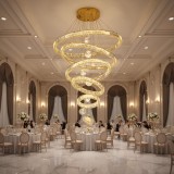 Candelabru LED din Cristal KOLO Supremo cu Telecomanda, Auriu, 120x350 cm
