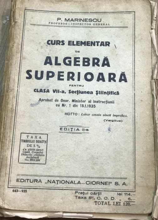 PPP. Algebra Superioara - 1935