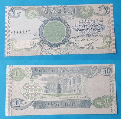 Bancnota veche SUPERBA - IRAK IRAQ 1 DINAR - in stare foarte buna foto