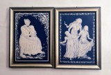 lot 2 placi camee portelan Phanolith VILLEROY &amp; BOCH basorelief alb albastru cobalt : editii limitate Dragoste ( 1979 ) si Ziua Mamei ( 1978 )