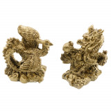 Set statuete feng shui dragon cu perla nemuriri si pasarea phoenix 8cm, Stonemania Bijou