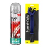 Pachet ofertă MOTOREX &ndash; Spray lanț OFFROAD 500 ml (Chain Lube) + perie curățare lanț MYRA OUT1015