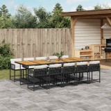 vidaXL Set mobilier de exterior cu perne, 11 piese, negru, poliratan 3211479