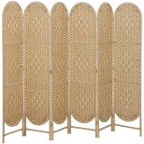 HOMCOM Paravan interior oval 6 panouri 240 x 170 cm despărțitor de cameră pliabil, ușor și țesut, lemn natural | Aosom Romania