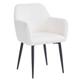 Cumpara ieftin Fotoliu de design textil alb buclat metal negru Sener 57x61x84 cm