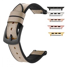 Curea hibrid piele-silicon, compatibila Apple Watch 9|8|7|6|5|4|3|2|1 Series, 41mm|40mm|38mm, Skin Tone