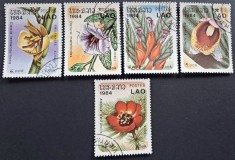 Laos 1984 &ndash; Flori tropicale &ndash; set 5 timbre obliterate, stare foarte bună
