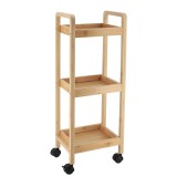 Carucior Din Bambus/Mdf Cu 3 Rafturi Pe Roti &ndash; Bamboo | Etajere Baie