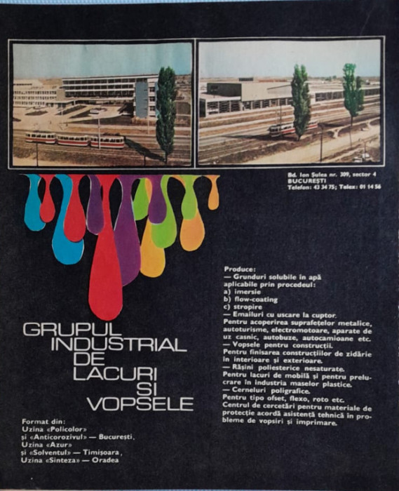 1971 Reclamă Grupul Industrial de Lacuri si Vopsele comunism, epoca aur 24 x 20