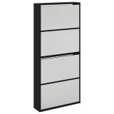 Cumpara ieftin Pantofar cu oglinda, 4 niveluri, negru, 63x17x134 cm