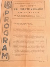 Program meci fotbal CIL SIGHETU MARMATIEI - "VICTORIA" CAREI (27.03.1988)