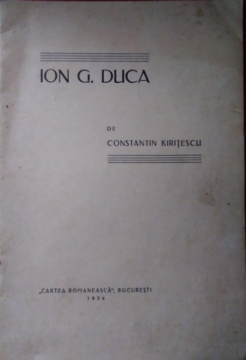 Constantin Kiritescu / ION G. DUCA - ediție 1934