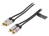 Cablu RCA dublu 3m aurit negru, Goobay