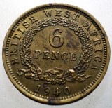 B.529 BRITISH WEST AFRICA COLONIE BRITANICA GEORGE VI 6 PENCE 1940