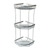 Etajera de colt pentru baie, din aluminiu, 3 rafturi, crom lucios, 220 x 220 x 580 mm