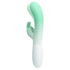 Vibrator Iepuras Cerberus 30 Moduri Vibratii, Silicon, Verde/Alb 20.6 cm