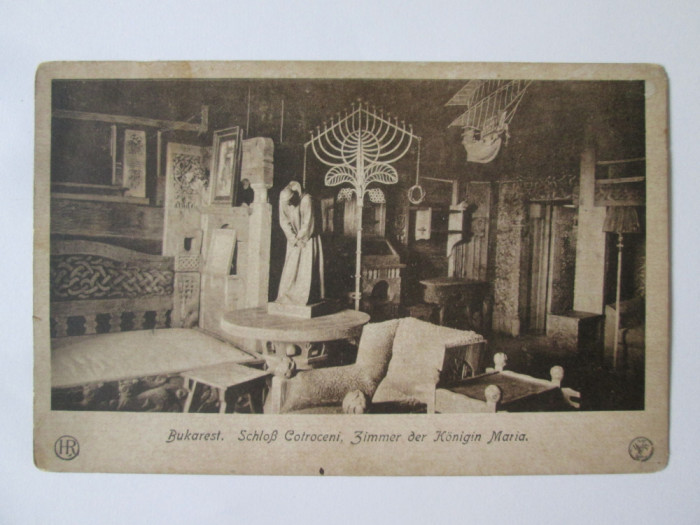 Rara! C.P. necirculata Palatul Cotroceni-camera Reginei Maria,ocupatia 1916-1918