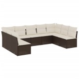 Cumpara ieftin Set canapele de gradina cu perne, 9 piese, maro, poliratan