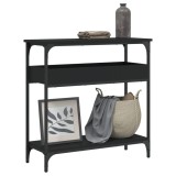 Cumpara ieftin Măsuță consolă cu raft, negru, 75x29x75 cm, lemn prelucrat