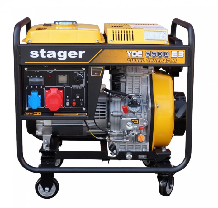 Generator Stager YDE6500E3 open-frame 6.3kVA, 8A, 3000rpm, 400V, diesel, pornire electrica